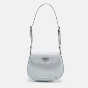 مملوكة مسبقًا Prada Cleo Mini Grey Spazzolato Leather Shoulder Bag