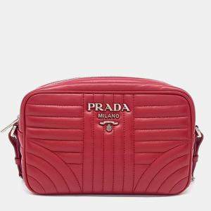 مملوكة مسبقًا Prada Red Leather Soft Calf Diagram Crossbody Bag