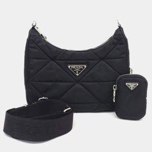 مملوكة مسبقًا Prada Black Re-Nylon Tessuto Quilted Shoulder Bag