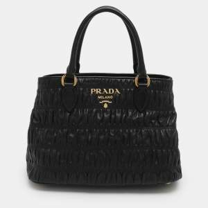 Pre Owned Prada Black Nappa Gaufre Leather Tote