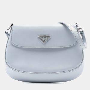 Pre Owned Prada Grey Mini Brushed Leather Cleo Flap