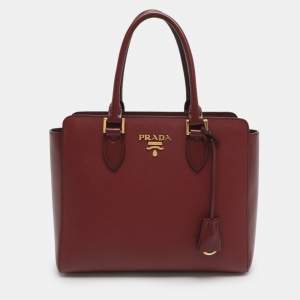 Pre Owned Prada Cerise Saffiano Soft Leather Tote
