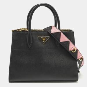 Pre Owned Prada Paradigme Black/Pink Saffiano Leather Tote