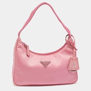 Pre Owned Prada Re-Edition 2000 Pink Nylon Shoulder Bag