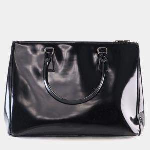 Pre Owned Prada Large Black Patent Galleria Double Zip Handbag