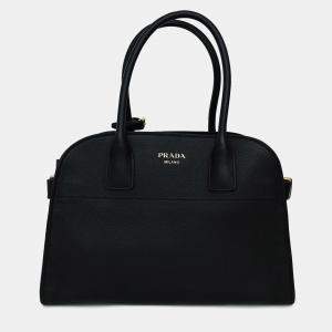  مملوكة مسبقًا Prada Black Leather Medium Tote Bag
