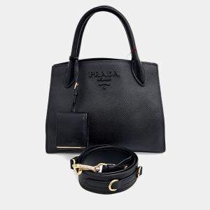 مملوكة مسبقًا حقيبة يد وبراد برادا سايانو جلد أحادي الكتف سوداء