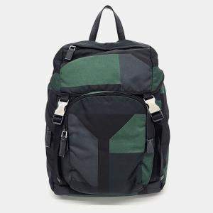 Pre Owned Prada Black, Green, Navy Blue Nylon One Pocket Backpack