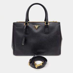 Pre Owned Prada Black Saffiano Luxe Tote and Shoulder Bag