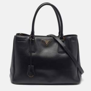 مملوكة مسبقًا Prada Double Zip Black Saffiano Lux Leather Tote