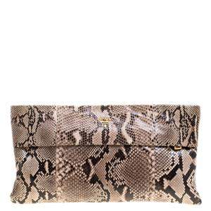 Pre Owned Prada Beige Python Clutch 
