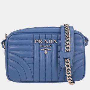 مملوكة مسبقًا Prada Blue Leather Diagramme Chain Shoulder Bag
