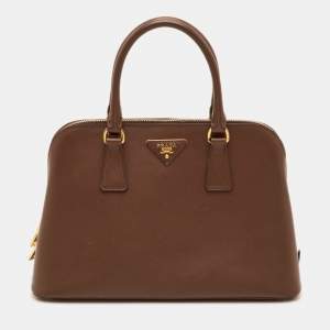 Pre Owned Prada Promenade Medium Brown Saffiano Leather Satchel