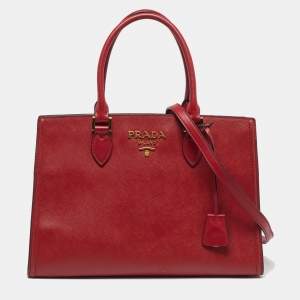 Pre Owned Prada Red Saffiano Lux Leather Tote