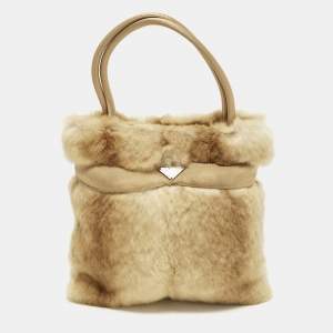 Pre Owned حقيبة يد برادا فرو بيج بشعار