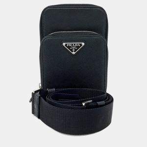 Pre Owned حقيبة كروس بودي وهاتف برادا جلد سافيانو أسود