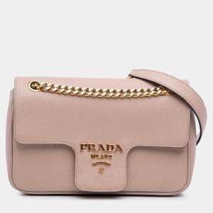 Pre Owned Prada Brown Saffiano Pattina Chain Crossbody