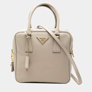 Pre Owned Prada Brown Saffiano Lux Satchel