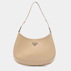 Pre Owned Prada Brown Brushed Leather Cleo Shoulder Bag