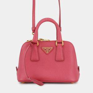 Pre Owned Prada Saffiano Leather 2-Way Mini Handbag Pink Leather