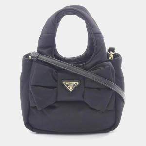 Pre Owned Prada Padded Re-Nylon Handbag Black