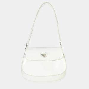 مملوكة مسبقًا Prada White Brushed Leather Small Cleo