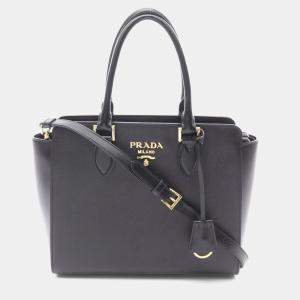 مملوكة مسبقًا Prada Saffiano + Soft Calf Handbag In Saffiano Leather Black