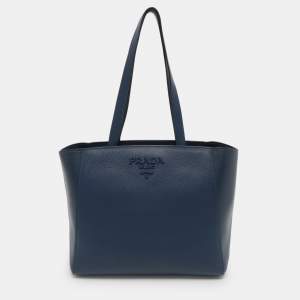 مملوكة مسبقًا Prada Blue Saffiano Cuir and Leather Tote
