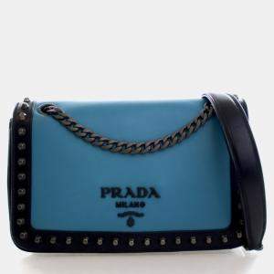 مملوكة مسبقًا Prada Calfskin Glace Calf Studded Crossbody Bag