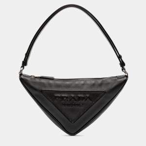 Pre Owned Prada Black Grace Lux Triangle Satchel