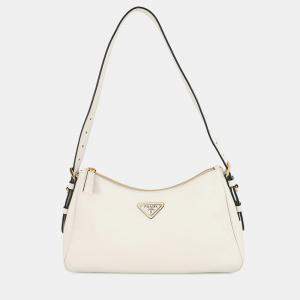 Pre Owned Prada Eme Shoulder Bag White Leather Size Medium
