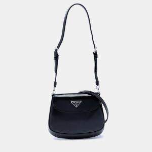مملوكة مسبقًا Prada Black Mini Brushed Leather Cleo Flap
