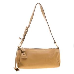 Pre Owned Prada Camel Leather Shoulder Bag