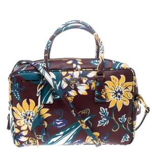 مملوكة مسبقًا Prada Burgundy Saffiano Print Leather Top Handle Bauletto Bag