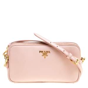 Pre Owned Prada Blush Pink Saffiano Lux Leather Camera Crossbody Bag