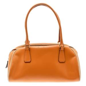 Prada Orange Leather Bowler Bag