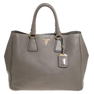 Pre Owned Prada Grey Leather Vitello Daino Tote