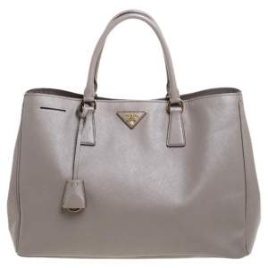 Pre Owned Prada Grey Saffiano Lux Leather Large Gardener's Tote