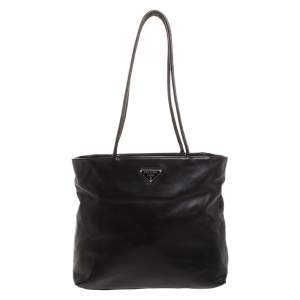 Pre Owned Prada Black Leather Shoulder Bag