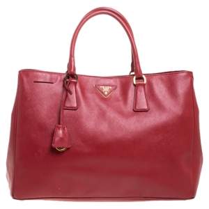 Pre Owned Prada Red Saffiano Lux Leather Large Gardener's Tote