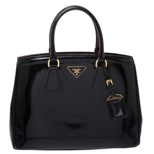Pre Owned Prada Black Lux Patent Leather Parabole Tote