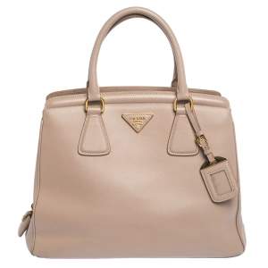 Pre Owned Prada Beige Saffiano Leather Parabole Tote