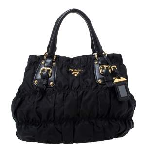 Pre Owned Prada Black Tessuto Nylon Gaufre Tote 