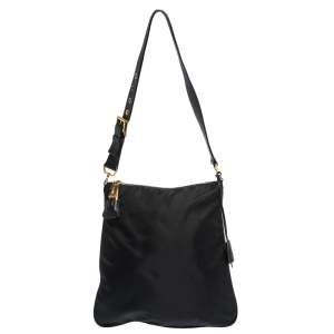 Pre Owned Prada Black Nylon and Leather Shoulder Bag