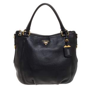 Pre Owned Prada Black Vitello Daino Leather Tote