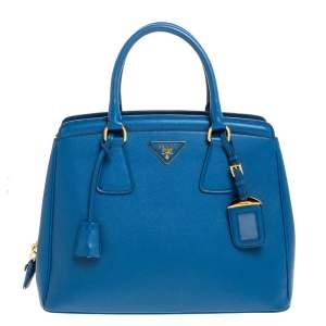 Pre Owned Prada Cobalt Blue Saffiano Lux Leather Parabole Tote