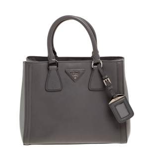 Pre Owned Prada Grey Saffiano Lux Leather Tote