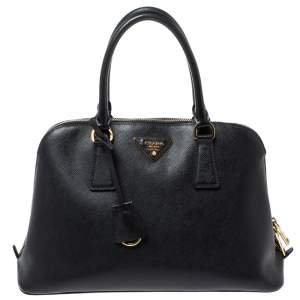 Pre Owned Prada Black Saffiano Lux Leather Medium Promenade Bag