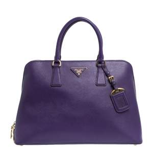 Pre Owned Prada Purple Saffiano Lux Leather Promenade Bag