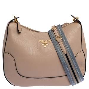Pre Owned Prada Beige Vitello Phenix Leather Shoulder Bag